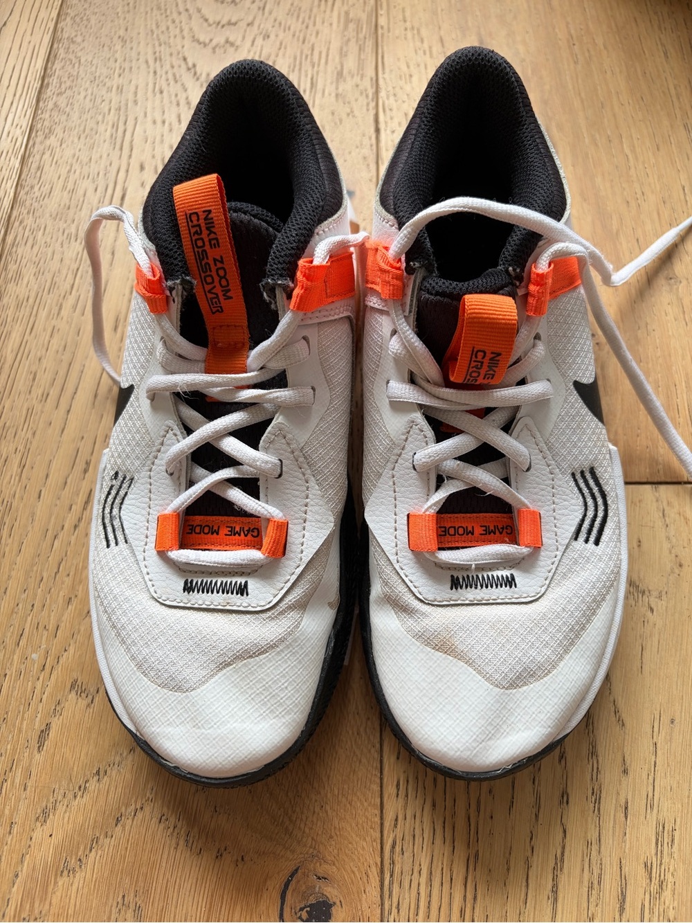 Nike Kids White and Orange Sneakers with Black Accents